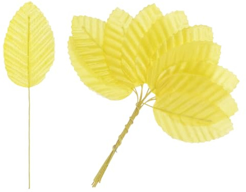M METERXITY 40-Pack Artificial Silk Leaf with Stem Yellow