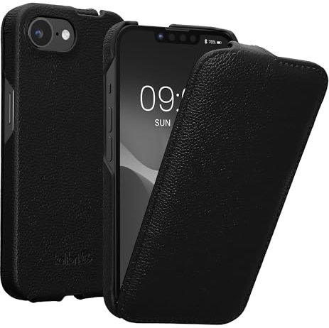 kalibri Flip Hülle Ultra Slim kompatibel mit Apple iPhone 16e - Leder Case Schutzhülle Tasche in Schwarz