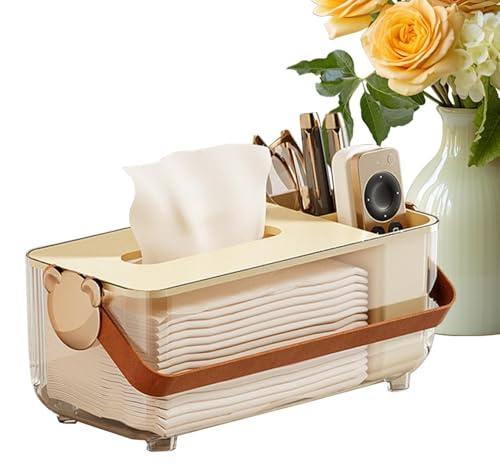 Caja dispensadora de pañuelos,Caja de almacenamiento de pañuelos | Soporte decorativo para caja de pañuelos | Caja organizadora de cosméticos elegante, soporte de papel facial multifuncional para escr