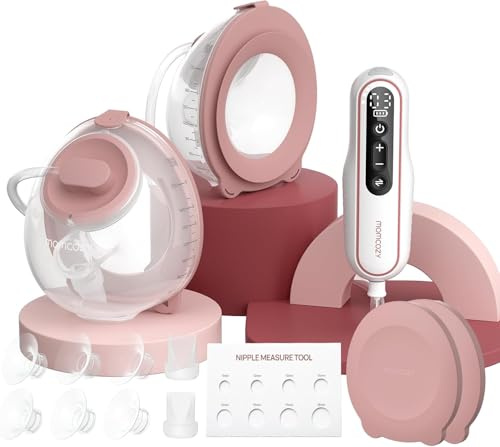 Momcozy V2 Pro Tiralatte Elettrico a Mani Libere, Motore Ultra Leggero da 127 g, Aspirazione fino a 285 mmHg, 3 Modalità e 9 Livelli, Flangia DoubleFit