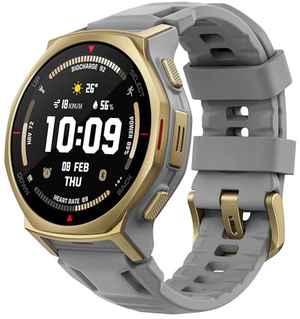 Amazfit T-Rex 3 Pro Outdoor Smartwatch 44 mm Saphir-AMOLED, Taschenlampe, Titanlünette, Dual-Band GPS, Offline-Karten, bis zu 17 Tage Akku, 10 ATM, 180+ Sportmodi, Android & iPhone, Arktisches Gold