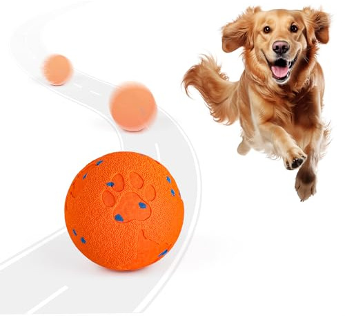All For Paws interaktiva hundbollleksaker med 2 lekfunktioner, automatiskt hoppande och roterande hundboll med rörelseaktiverad, berikande mental stimulerande leksak för medelstora och stora hundar