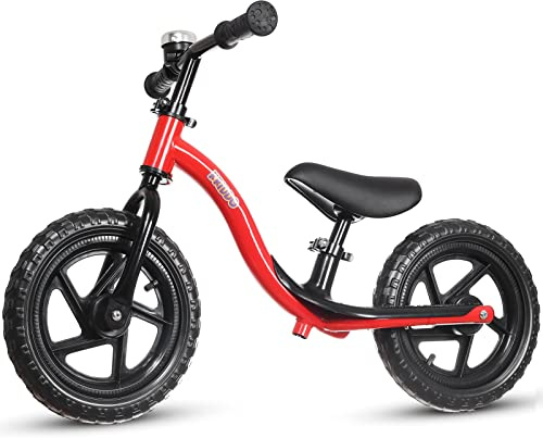 KRIDDO Toddler Balance Bike 2 Year Old, Age 18 Months to 4 Years Old, Early Learning Interactive Push Bicycle with Steady Balancing and Footrest, Gift Bike for 2-5 Boys Girls, Red