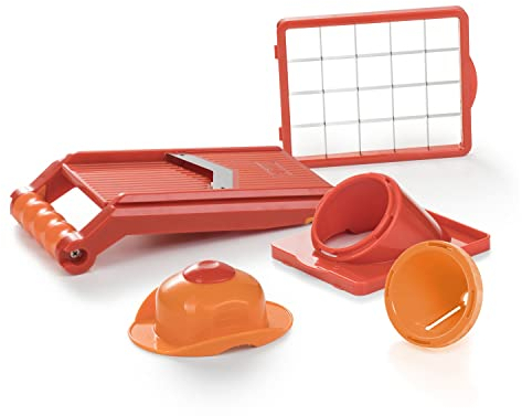 Nicer Dicer Chef S Premium Set 5-tlg zum Gemüseschneiden Obstzerkleiner für Salat Eintöpfe, Würfel Stiften Schneider, Spiralschneider