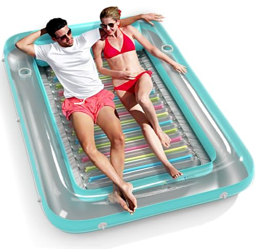 Inflatable Tanning Pool Lounger Float - Jasonwell 4 in 1 Sun Tan Tub Sunbathing Pool Lounge Raft Floatie Toys Water Filled Tanning Bed Mat Pad for Adult Blow Up Kiddie Pool Kids Ball Pit Pool (XL)