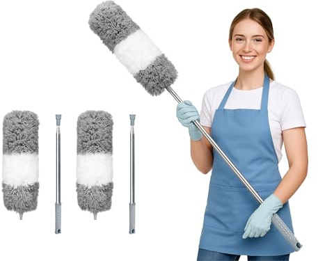 ArobiaSB 2026 Upgraded Microfiber Feather Duster for Cleaning Extendable 110 Inches Long for High Ceilings Home Furniture Car Telescopic Pole Feather Dusters Telescopic Duster (Pack of 2)