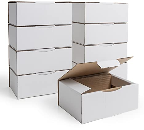 IPEA Flachen Faltkartons Weiß 20 x 14 x 7,5 cm für Versand, E-Commerce, Geschenke - 10 Stück - Made in Italy - Quadratische Mehrzweckboxen zum Verpacken von Gegenständen, Veranstaltungen - Kartons