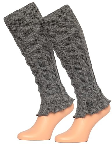 MOUNTREX Stulpen Damen - Beinwärmer mit Alpaka Wolle, Beinstulpen für Herbst, Winter - Leg Warmers - One Size - 1 Paar (Grau)
