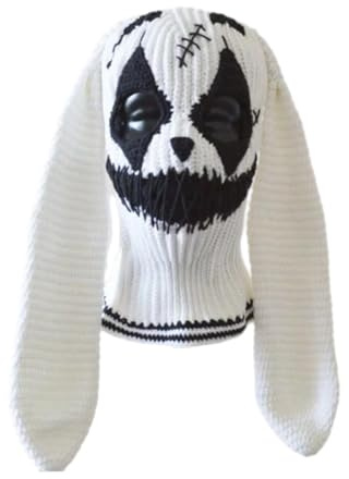 Cagoule d'Halloween pour femmes et hommes adultes - Bonnet de clown diable fait à la main - Chapeau à capuche en crochet pour fête