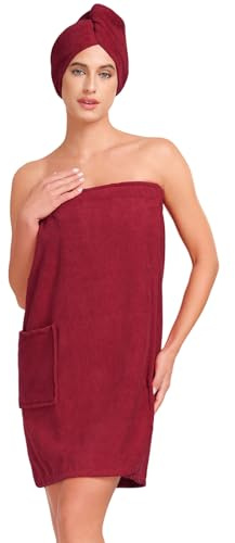Knuffnee Women Wrap Towel Shower Spa Wraps Terry Cloth Bathrobe Adjustable Bath Wrap