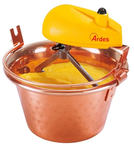 ARDES - AR24AM40 Paiolo In Rame Diametro 24cm Mescola Polenta Marmellata, Mescolatore con Motore Elettrico, Attacco a Baionetta Pulizia Facile, Girapolenta 2/4 Porzioni