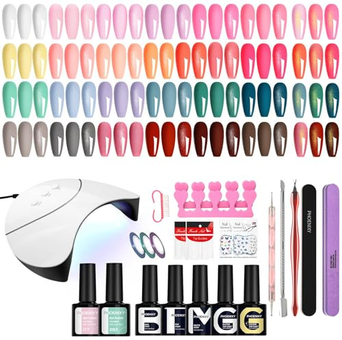 Phoenixy Kit Ongle Gel UV Complet 25 Couleurs Kit Semi Permanent Complet Base et Top Coat Vernis Semi Permanent Lampe UV Sèche Ongles Nail Art Set pour Débutant
