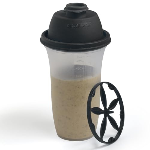 SIGNORA WARE Bottiglia shaker in plastica per frullati, 500 ml, per sostituire frullati, bevande, mescolare condimenti per insalata, salse, margarita, molto altro