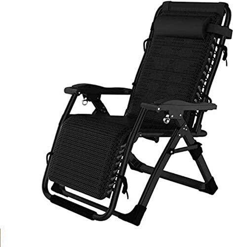 CRBUDY Sillas de Gravedad Cero Plegables de Alta Resistencia, sillas de Playa, tumbonas reclinables para Playa, Patio, jardín, Camping, Exteriores, Patas de Acero cuadradas (Negro 3) (Negro 3)