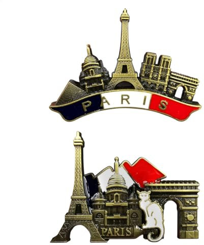 2PACK Magnete Da Frigorifero Parigi - Adesivo Per Porta Retrò, Souvenir, Calamite, Adesivo Stereo Francia