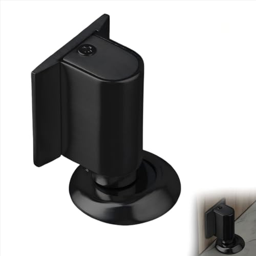 Magnetisk Dörrstopp i Zinklegering, Magnetisk Självhäftande Dörrstopp, Dörrhållare i Metall för Golv, Vindstopp med självhäftande och skruvar, Dörrbuffert Väggskydd, för Kontor, Kök, Sovrum (Svart)