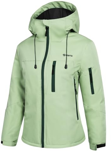 GEMYSE Donna Giacca da Sci con Bretelle Interne Invernale Calda Impermeabile e Antivento Giubbotto da Montagna Ideale per Snowboard Escursionismo e Sport sulla Neve(Verde Chiaro,L)