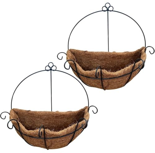Dinntty 2 Vasi Sospesi per Piante, Cestini Sospesi per Fiori, Fioriere Parete Sospese per Esterni, Fioriera in Ferro con Catena Porta Piante E Fiori Parete per Casa, Giardino, Balcone