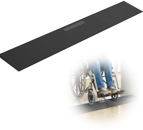 FACHNUO Rampa de goma, 2,5 cm de altura, 90 cm de ancho, capacidad de carga de 1500 kg, rampa para sillas de ruedas ajustable y recortable para umbrales de puertas, bordillos, baños, scooters y