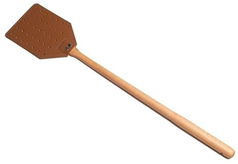 Läder flugsmälla – 40 cm flugsmällare manuell – PU-läder trähandtag racket för trädgård restaurang gård bord bi hem kök ranch vardagsrum