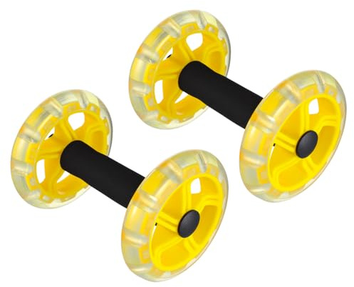 YARNOW Roue de Fitness à Double Roue Jaune Appareil d'Exercice pour Renforcement Abdominal Rouleau de Fitness Stable Poignées Antidérapantes Équipement de Perte de Poids pour Maison
