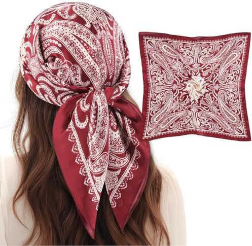 OuryTech Bandana, 70 cm huvudduk för damer, silkesscarf, sovande hårscarf elegant halsduk mjuk duk för kvinnor