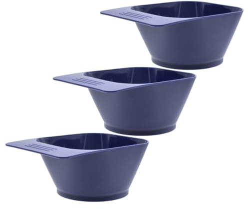 CALLARON Juego de 3 Cuencos de Plástico Azul para Mezclar y Aplicar Tinte Cabello en Salón de Peluquería, Adecuado para Teñir y Mezclar Colores