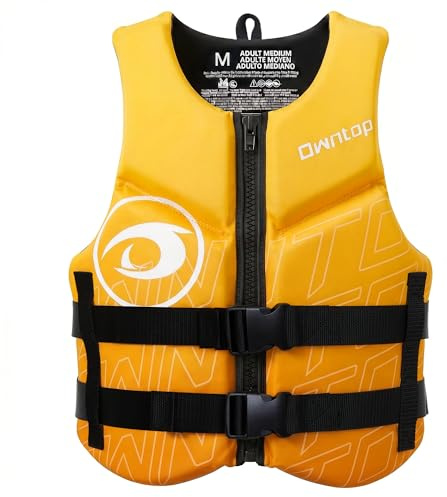 Owntop Adults Buoyancy Aid | Neoprene Swim Vest | Foldable Buoyancy Vest with Dual Buckle Elastic Waist | Lightweight Float Jacket for Boating, Kayaking, Swimming, Paddle & Fishing (Yellow,M)