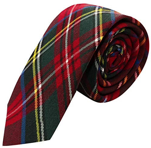 King & Priory Traditional Red Tartan Check Tie, Necktie, Scotland, Highland, Scottish, Stewart