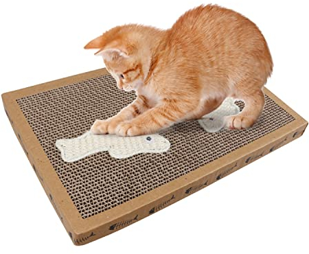 Nobleza - Kratzbrett für Katzen mit Sisal Spiel Kätzchenkratzer Wellpappe mit kostenloser Katzenminze， 38.2 * 24.5 * 4cm