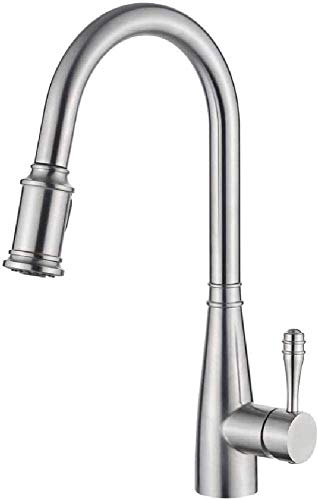 Ibergrif - Robinet de Cuisine avec Douchette Extractible, Mitigeur d'évier, Nickel Brossé, Gris