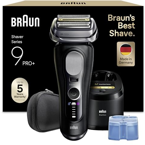 Braun Series 9 PRO+ Elektrorasierer Herren, 5+1 Ultradünne Präzisionsklingen, Pro-SensoAdapt, Rasierapparat mit 60 Min. Akku, 6-in-1 SmartCare Center, Nass- und Trockenrasierer – 9660cc, Schwarz