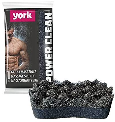 York Éponge de Douche - Éponge de Massage à Double Face - Ergonomique et Universelle - 9 x 5 x 16 cm Noir