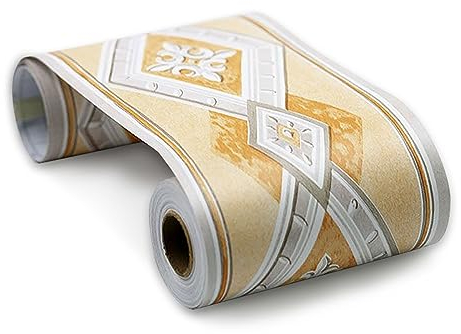 Dostear TapetenbordüRe Selbstklebende BordüRe Wand Wohnzimmer Tapeten Fliesenaufkleber Bad Dekoband Selbstklebend Hellbrauner Diamant 10 X 900CM