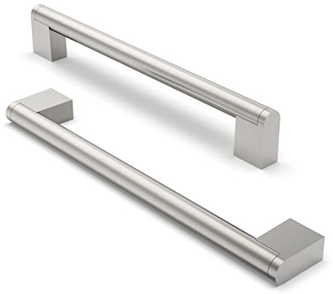 FURNIWARE 10 pezzi maniglia dell'armadio, distanza del foro di 192 mm Maniglie per mobili in acciaio inossidabile Maniglie dell'armadio da cucina Maniglia dell'armadio da cucina-Nichel spazzolato