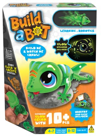 Build-a-BOT: Glow Gecko | Construye tu Propio geco Interactivo para Mascotas | Sistema Easy Click 'n' Create | Kit de Robot Stem de más de 20 Piezas para niños | para Mayores de 4 años, Verde