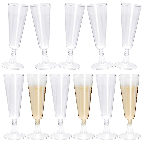 BLLREMIPSUR 20Pcs Plastic Champagne Flutes Clear Champagne Glasses Flutes Reusable Stemmed Champagne Glasses Party Wine Cups for Party Wedding Garden Barbecue
