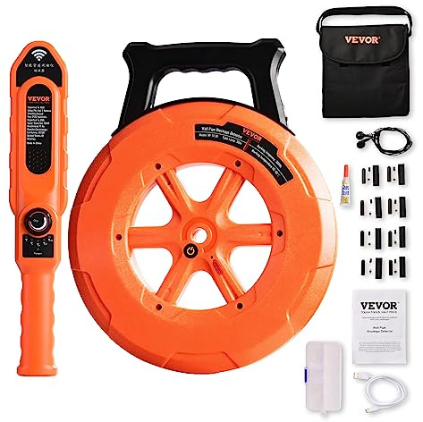 VEVOR Detector de bloqueo de tuberías Localizadores de tuberías 30m Impermeable IP67 Sensibilidad ajustable Escáner de pared de alcantarillado Herramienta de plomería para tubos de metal plástico PVC