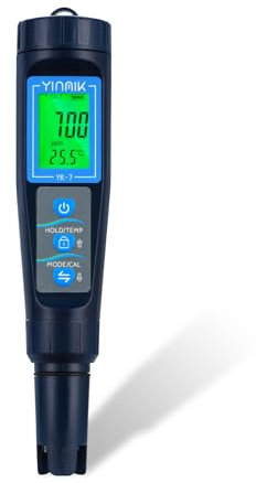 Salzwasser Pool Messgerät Digital 5 in 1 pH/TDS/EC/Salzgehalt/Termometer pH Wert Messgerät mit LCD-Display,Automatischer Temperatur Kompensations pH Tester und Wassertester Ideal für Pool,Trinkwasser