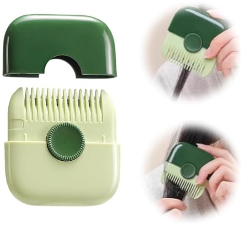 2-in-2 Dual-Side Split Ends Hair Trimmer,Manual Hair Trimmer Comb for Women,Manual Bangs Cutting Tool with Dustproof Cover,Blades Replaceable & Adjustable