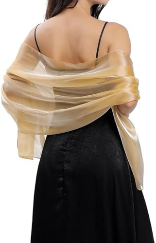 Vxcbad Stola Damen Festlich Festliche Stola Stola für Abendkleid Stola Leicht Und Weich, für Brautjungfern, Hochzeiten Und Parteien, Mehrere Farben VerfüGbar, 70 * 170cm (Gold)
