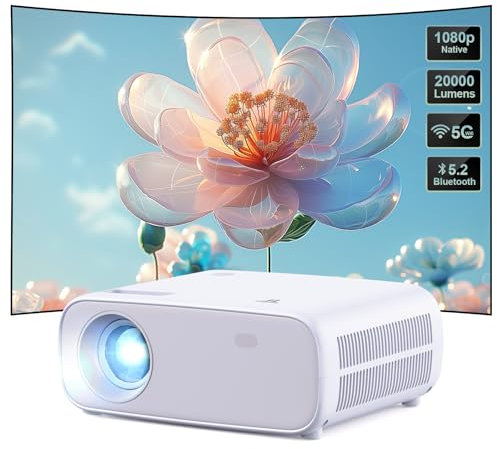 2025 Neues Hochleistungsbeamer, unterstützt Switch und PS5 ohne Verzögerung, Beamer mit WiFi und Bluetooth, 20000 Lumen 4K-Unterstützung, Full HD 1080P Auflösung, （Hochhelligkeitsversion）