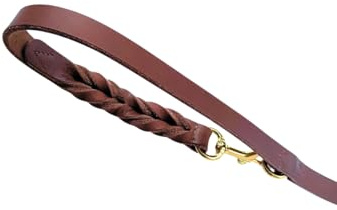 ALMADOG Verstellbare Hundeleine Abby - Umhaengeleine aus nachhaltigem Leder - Weiches Fettleder - Made in Germany - Kastanienbraun (17mm x 250cm)