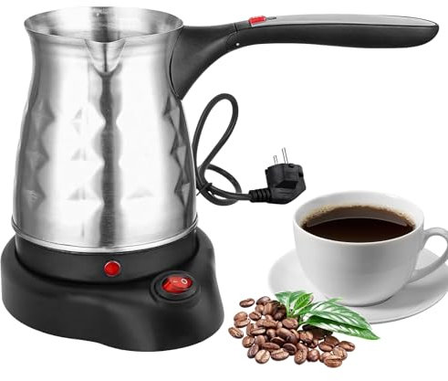PORFOYO Cafetière Turque Electrique Avec Poignée, 500ml Machine À Expresso À Induction, Machine À Café Électrique Turque, Cafetière Électrique Turque, Pour La Maison (Argent)