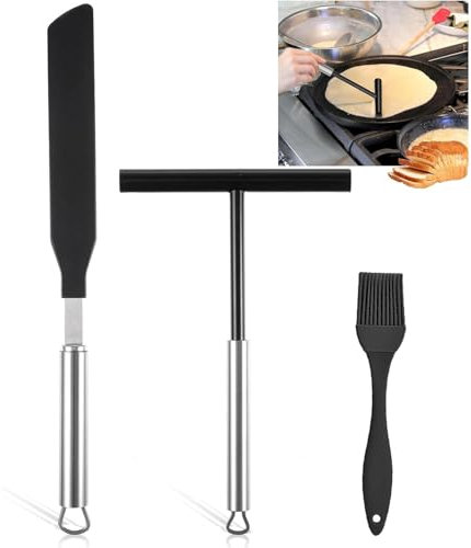 Juego de accesorios para hacer crepes, distribuidor de masa de acero inoxidable y espátula de silicona, herramientas de cocina para hornear