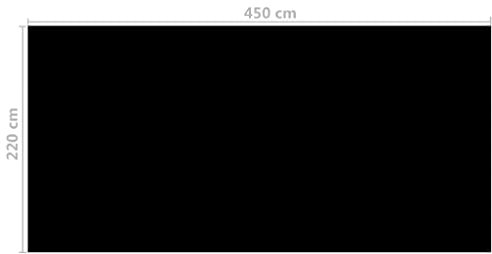 Bâche Solaire pour Piscine 450 X 220 Cm en PE Noir, Augmente la Température de l'eau, Réduit la Consommation de Produits Chimiques, Prolonge la Saison de Baignade, Légère et