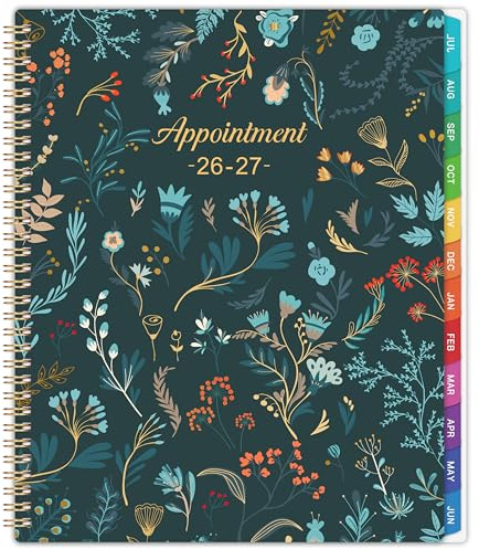 Appointment Book 2026-2027 - Daily Hourly Planner 2026-2027, July 2026 - June 2027, Weekly Appointment Book 26-27, Large Planners Weekly Monthly, 8.5 x 11, Planners with 30-Minute Interval - Green Floral