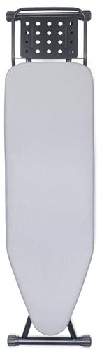 Bügelbrett,Dampfbügelbrett mit Bügeleisenablage, Metallnetz Bügeltisch mit Rutschfesten Füßen für Verstellbarer Höhe,Bügelbrett Klappbar Kein,Robuster Bügeltisch größe 133x34cm