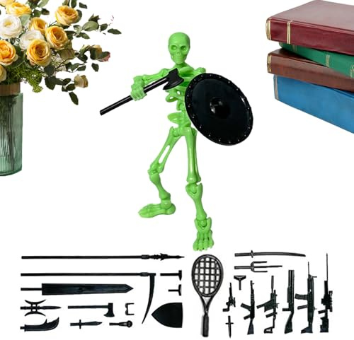 Generico Figure Squelette | Squelette Action avec Accessoires Multiples et Articulations Meubles Réalistes pour Collection de Noël, Bureaux, Jeux de Rôle et Fêtes