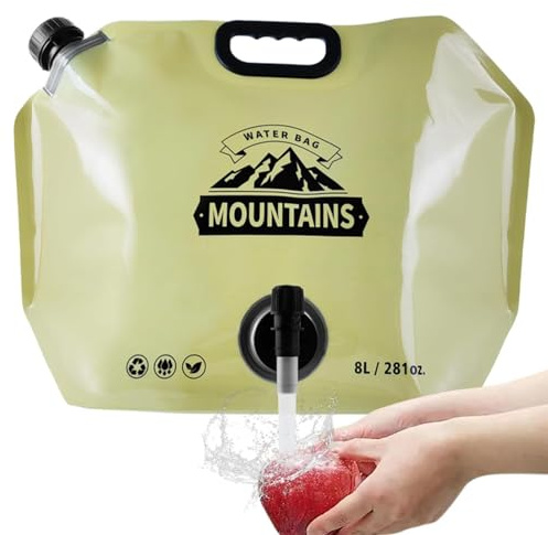 Vikbar Vattensäck 8 Liter Livsmedelssäker Och Läcktät Vattenförvaringskanna | Med Kran För Vattenförvaring För Friluftsliv, Camping, Vandring, Ridning, Sport Och Bergsbestigning